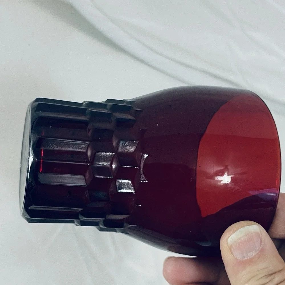 Set Of 2  Vintage Anchor Hocking Windsor Royal Ruby Red Glass 8 oz Tumblers 4